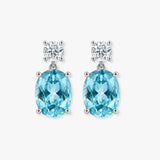 Cushion Shape Aquamarine  Diamond Drop Earrings EDCCA