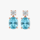 Cushion Shape Aquamarine  Diamond Drop Earrings EDCCA