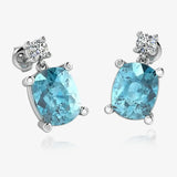 Cushion Shape Aquamarine Natural Diamond Drop Earrings EDCCA HEERA GOLD
