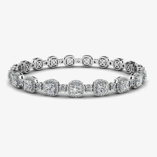 Cushion Shape Halo 8.5 Carat Diamond Bracelet BRHACC HEERA DIAMONDS