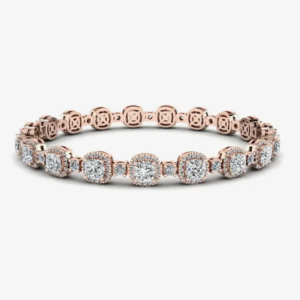 Cushion Shape Halo 8.5 Carat Diamond Bracelet BRHACC HEERA DIAMONDS