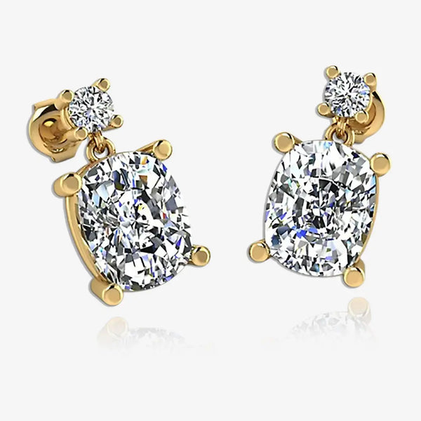 Cushion Shape Natural Diamond Drop Earrings EDCCD HEERA GOLD