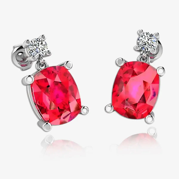 Cushion Shape Ruby Lab Grown Diamond Drop Earrings EDCCR HEERA GOLD