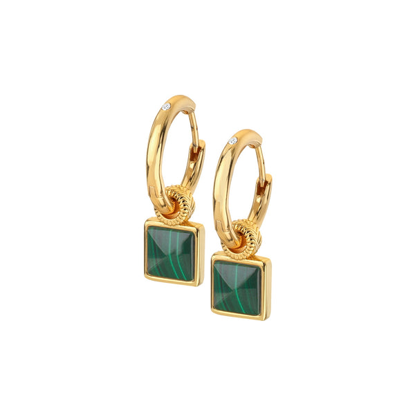 HD X JJ Revive Malachite Square Earrings HD X Golden Edit