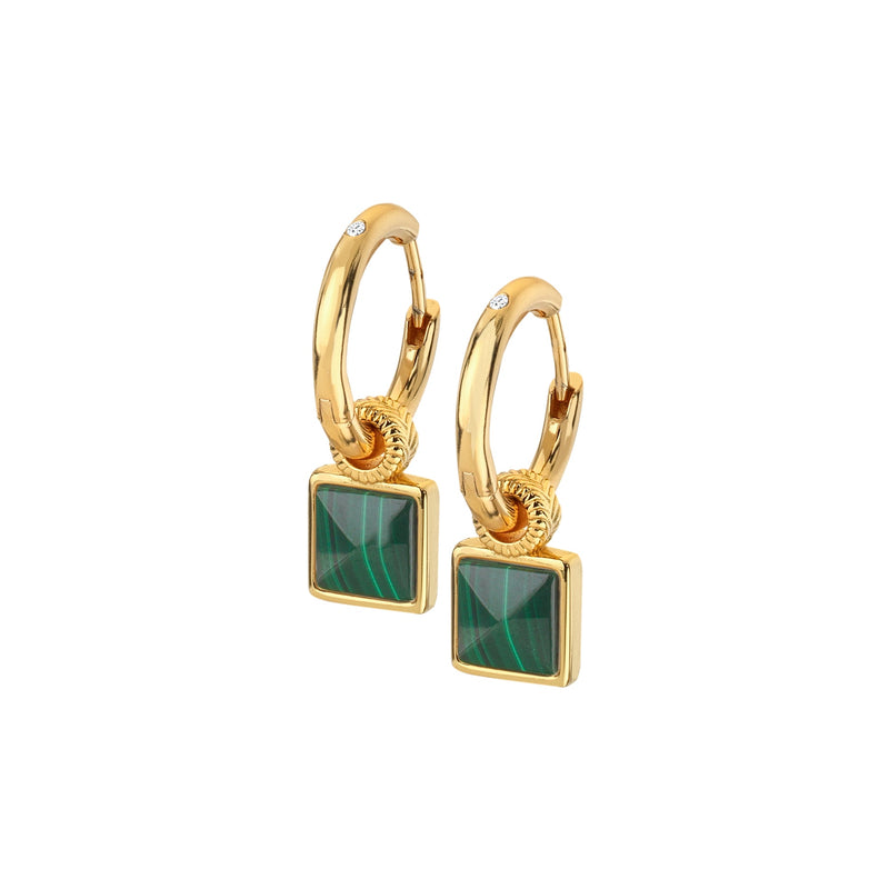 HD X JJ Revive Malachite Square Earrings HD X Golden Edit