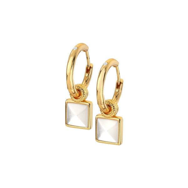 HD X JJ Calm Mother of Pearl Square Earrings HD X Golden Edit