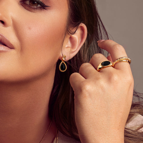 HD X JJ Black Onyx Oval Earrings HD X Golden Edit