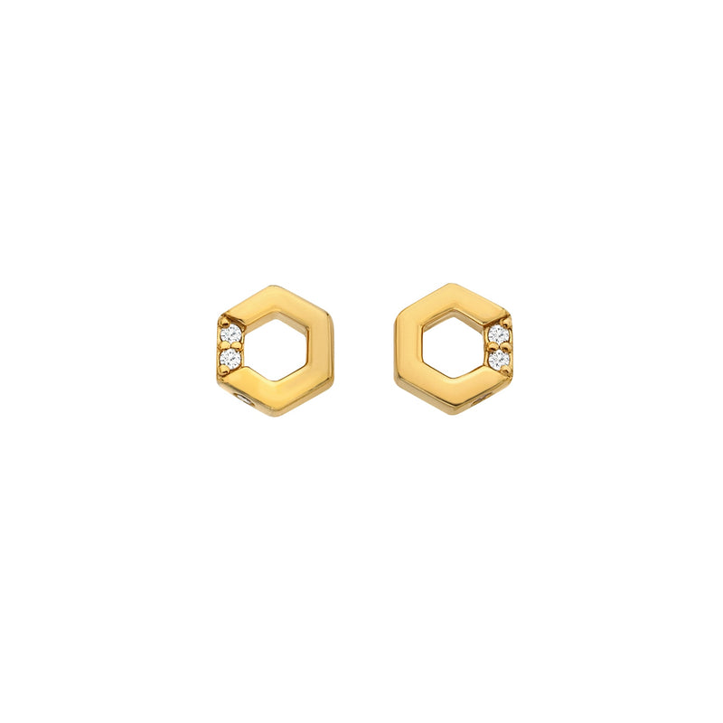 HD X JJ Hexagon White Topaz Earrings HD X Golden Edit