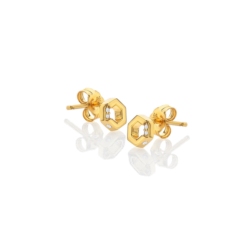 HD X JJ Hexagon White Topaz Earrings HD X Golden Edit