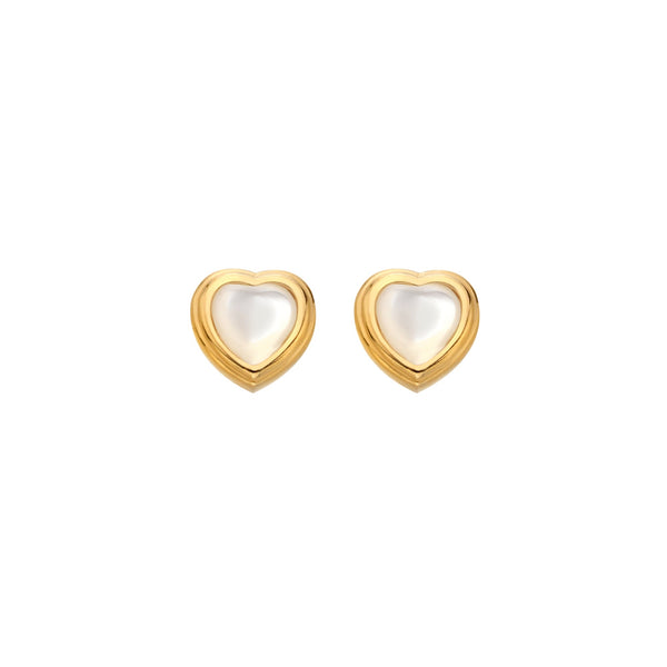 HD X JJ Heart Stud Earrings - MOP HD X Golden Edit