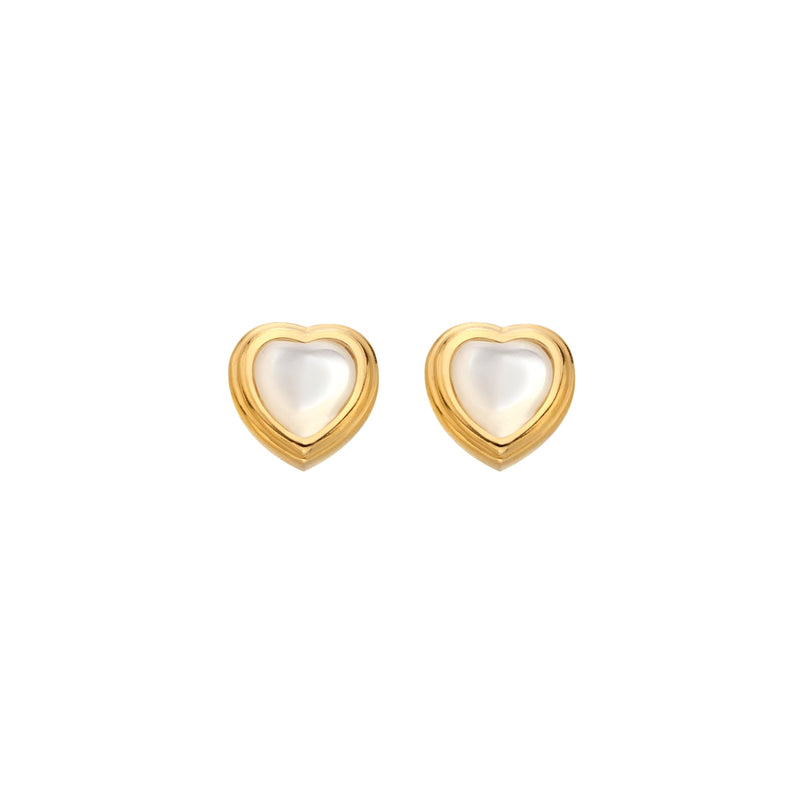 HD X JJ Heart Stud Earrings - MOP HD X Golden Edit