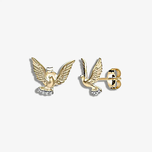 DIAMOND AMERICAN EAGLE STUD EARRINGS IN 9K YELLOW GOLD HEERA