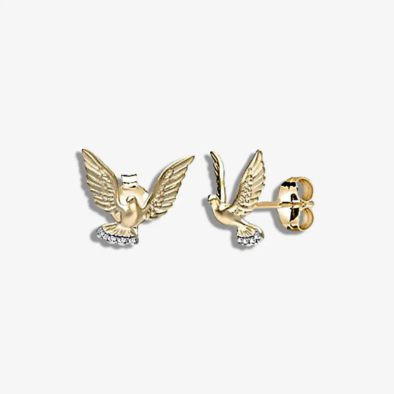 DIAMOND AMERICAN EAGLE STUD EARRINGS IN 9K YELLOW GOLD HEERA