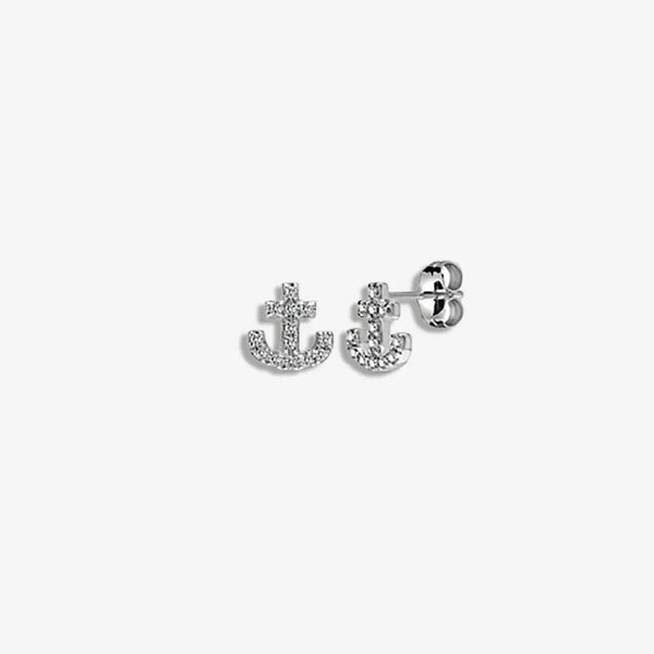 DIAMOND ANCHOR STUD EARRINGS IN 9K WHITE GOLD HEERA DIAMONDS