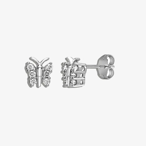 DIAMOND BUTTERFLY STUD EARRINGS IN 9K WHITE GOLD HEERA DIAMONDS