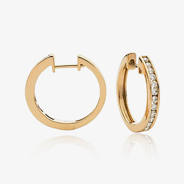 DIAMOND CHANNEL SETTING HOOP EARRINGS IN 18K ROSE GOLD HEERA DIAMONDS
