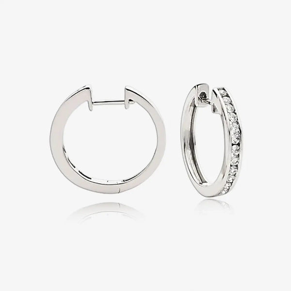 DIAMOND CHANNEL SETTING HOOP EARRINGS IN 18K WHITE GOLD HEERA DIAMONDS