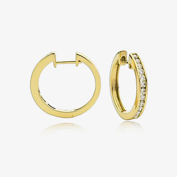 DIAMOND CHANNEL SETTING HOOP EARRINGS IN 18K YELLOW GOLD HEERA DIAMONDS