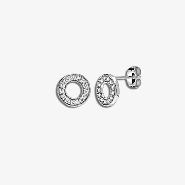 DIAMOND CIRCLE STUD EARRINGS IN 9K WHITE GOLD HEERA DIAMONDS