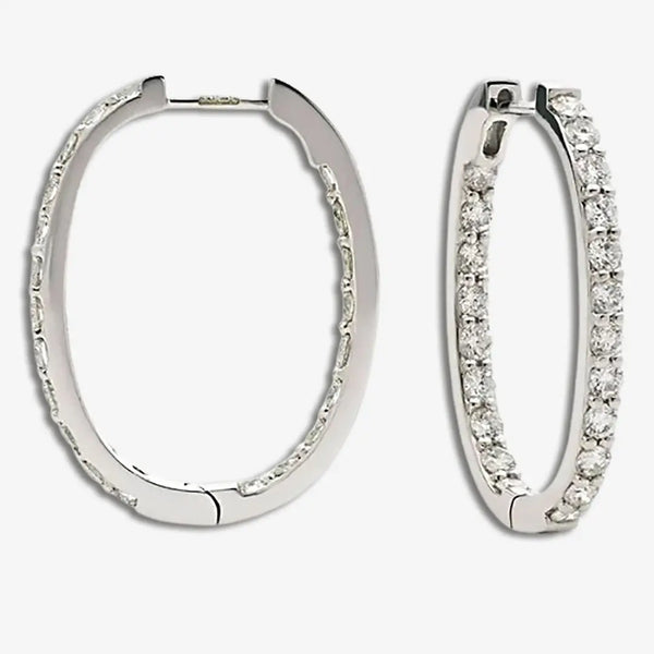 DIAMOND CLAW SET HOOP EARRINGS IN 18K WHITE GOLD HEERA DIAMONDS