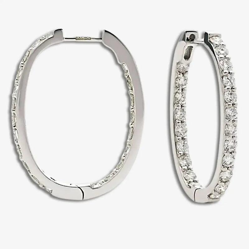 DIAMOND CLAW SET HOOP EARRINGS IN 18K WHITE GOLD HEERA DIAMONDS