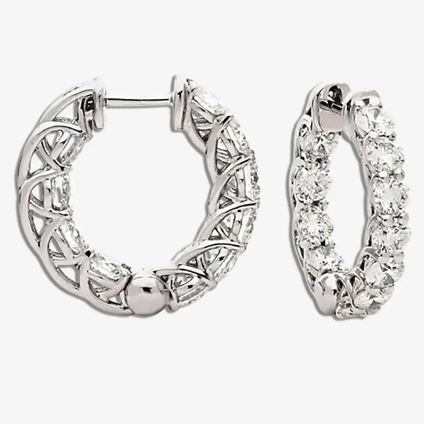 DIAMOND CLAW SET HOOP EARRINGS IN 18K WHITE GOLD HEERA DIAMONDS