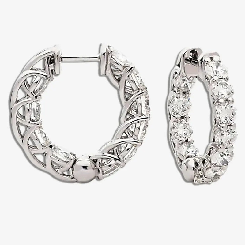DIAMOND CLAW SET HOOP EARRINGS IN 18K WHITE GOLD HEERA DIAMONDS
