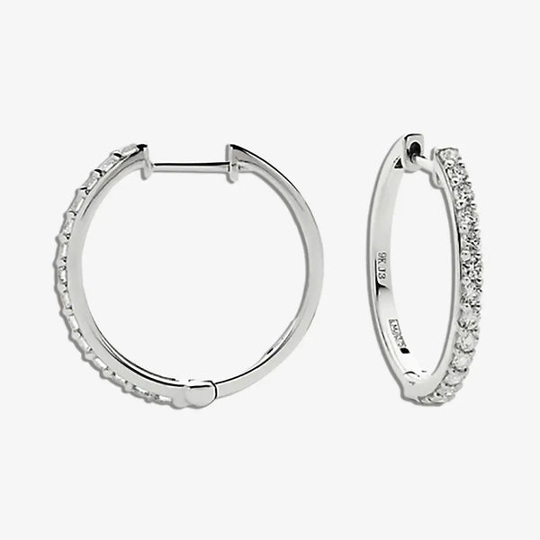 DIAMOND CLAW SET HOOP EARRINGS IN 18K WHITE GOLD HEERA DIAMONDS