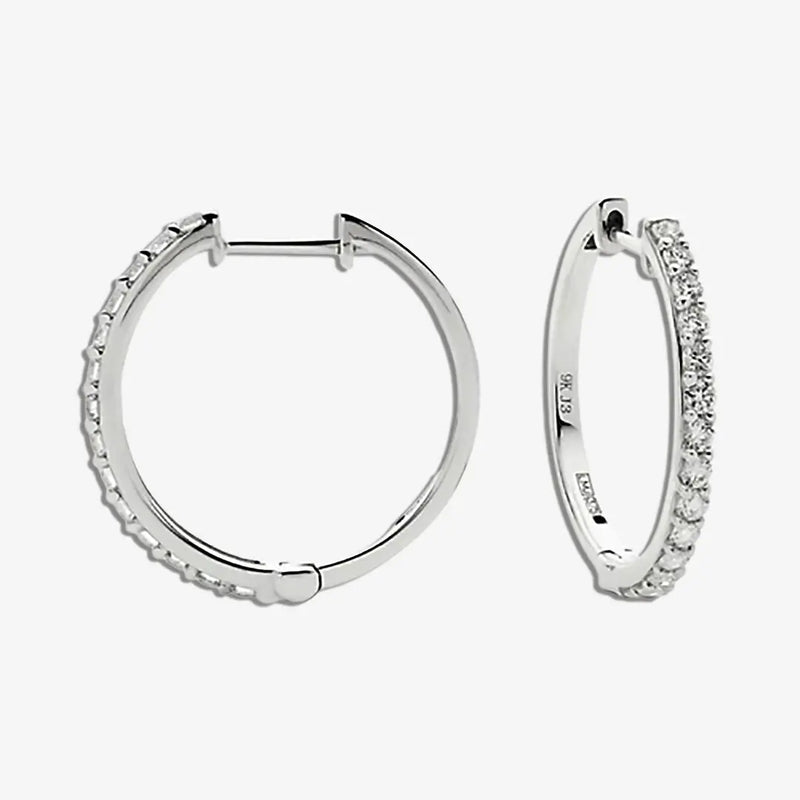DIAMOND CLAW SET HOOP EARRINGS IN 18K WHITE GOLD HEERA DIAMONDS