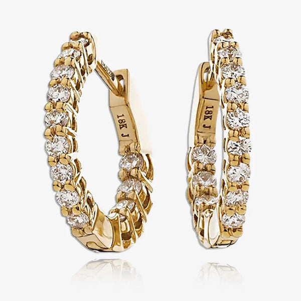 DIAMOND CLAW SETTING HOOP EARRING IN 18K ROSE GOLD HEERA DIAMONDS