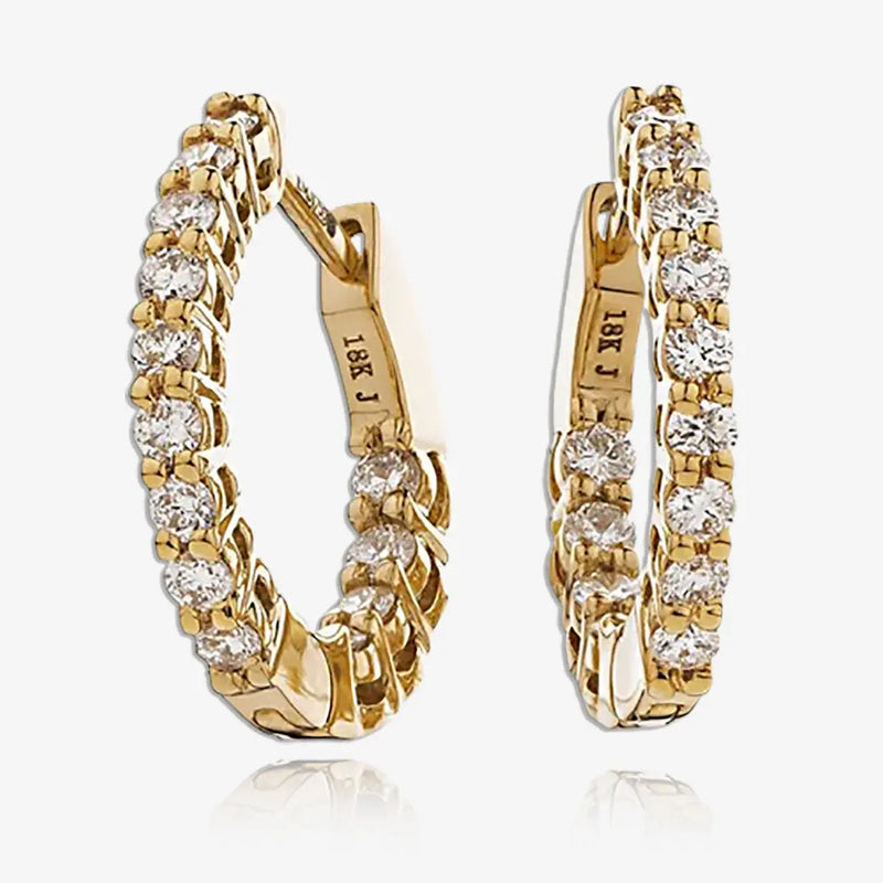 DIAMOND CLAW SETTING HOOP EARRING IN 18K ROSE GOLD HEERA DIAMONDS