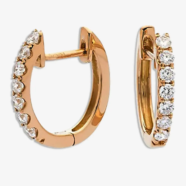 DIAMOND CLAW SETTING HOOP EARRINGS IN 18K ROSE GOLD HEERA DIAMONDS