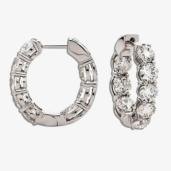 DIAMOND CLAW SETTING HOOP EARRINGS IN 18K WHITE GOLD HEERA DIAMONDS