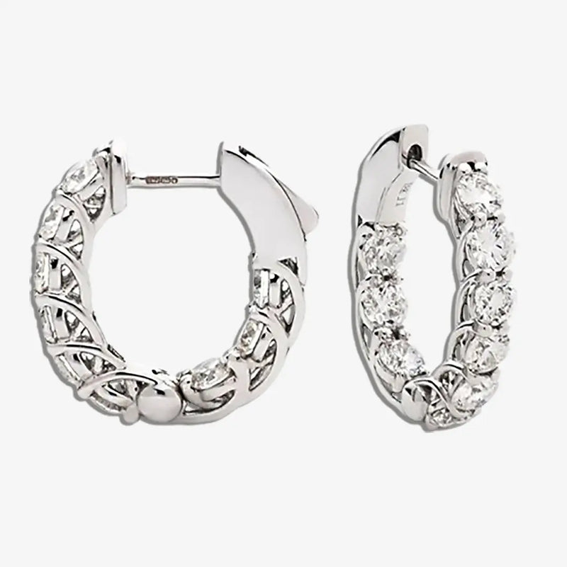 DIAMOND CLAW SETTING HOOP EARRINGS IN 18K WHITE GOLD HEERA DIAMONDS