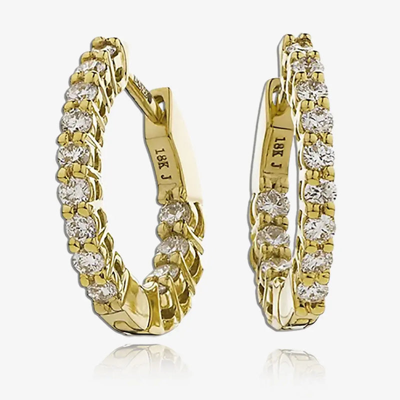 DIAMOND CLAW SETTING HOOP EARRINGS IN 18K YELLOW GOLD HEERA DIAMONDS