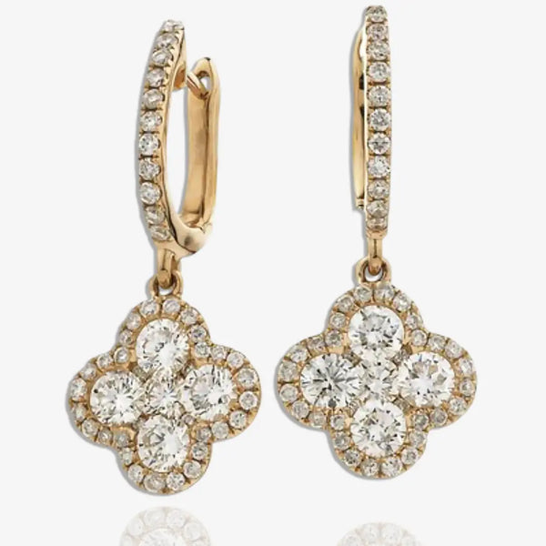 DIAMOND CLUSTER AND HALO DROP EARRINGS IN 18K ROSE GOLD HEERA DIAMONDS