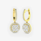 DIAMOND CLUSTER AND HALO DROP EARRINGS LM JEWELLERY