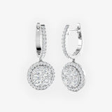 DIAMOND CLUSTER AND HALO DROP EARRINGS