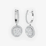 DIAMOND CLUSTER AND HALO DROP EARRINGS LM JEWELLERY