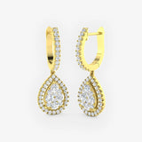 DIAMOND CLUSTER AND HALO DROP EARRINGS