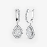 DIAMOND CLUSTER AND HALO DROP EARRINGS