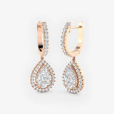 DIAMOND CLUSTER AND HALO DROP EARRINGS