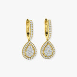 DIAMOND CLUSTER AND HALO DROP EARRINGS