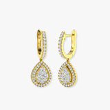 DIAMOND CLUSTER AND HALO DROP EARRINGS