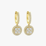 DIAMOND CLUSTER AND HALO DROP EARRINGS