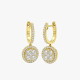DIAMOND CLUSTER AND HALO DROP EARRINGS
