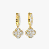 DIAMOND CLUSTER AND HALO DROP EARRINGS