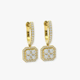 DIAMOND CLUSTER AND HALO DROP EARRINGS