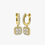 DIAMOND CLUSTER AND HALO DROP EARRINGS