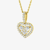 DIAMOND CLUSTER AND HALO HEART PENDANT WITH CHAIN LM JEWELLERY